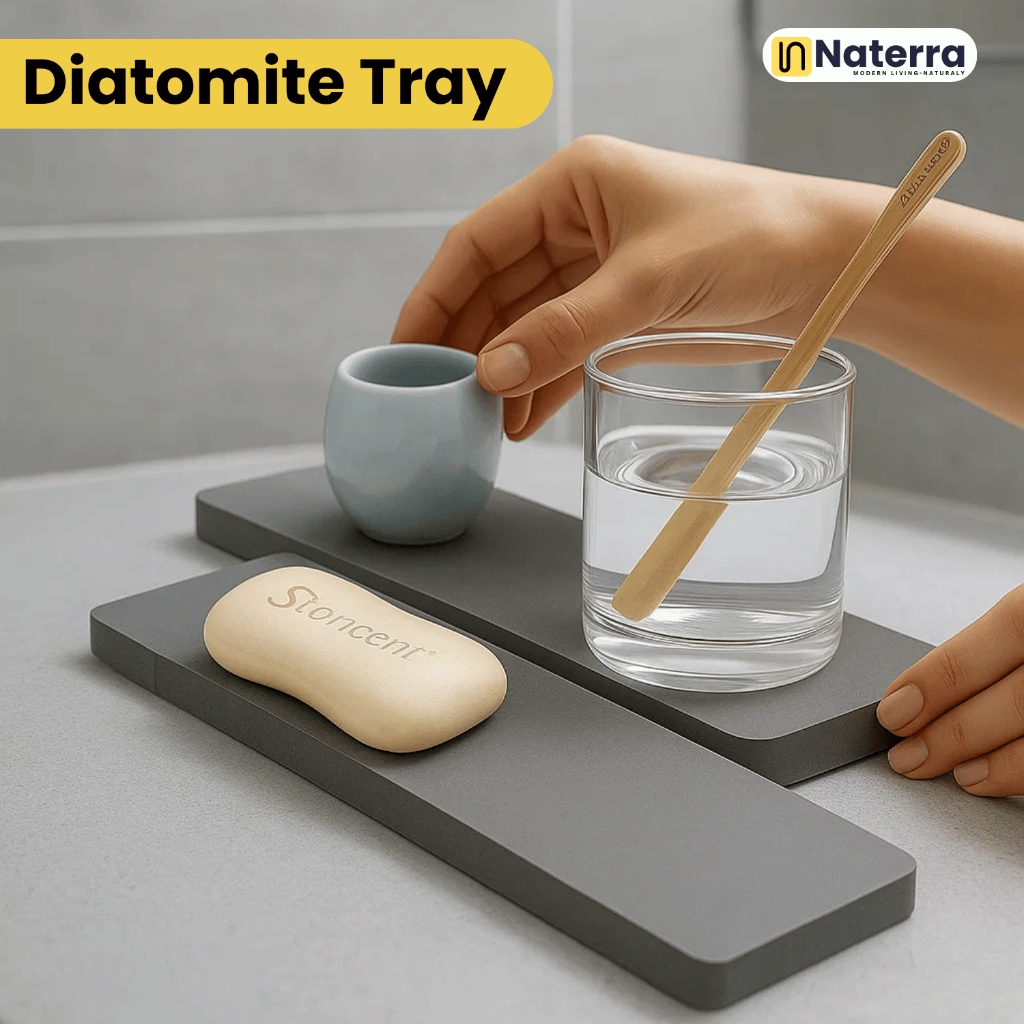Diatomite Tray Tatakan Botol Sabun Gelas Coaster Aesthetic Tempat Alat Mandi