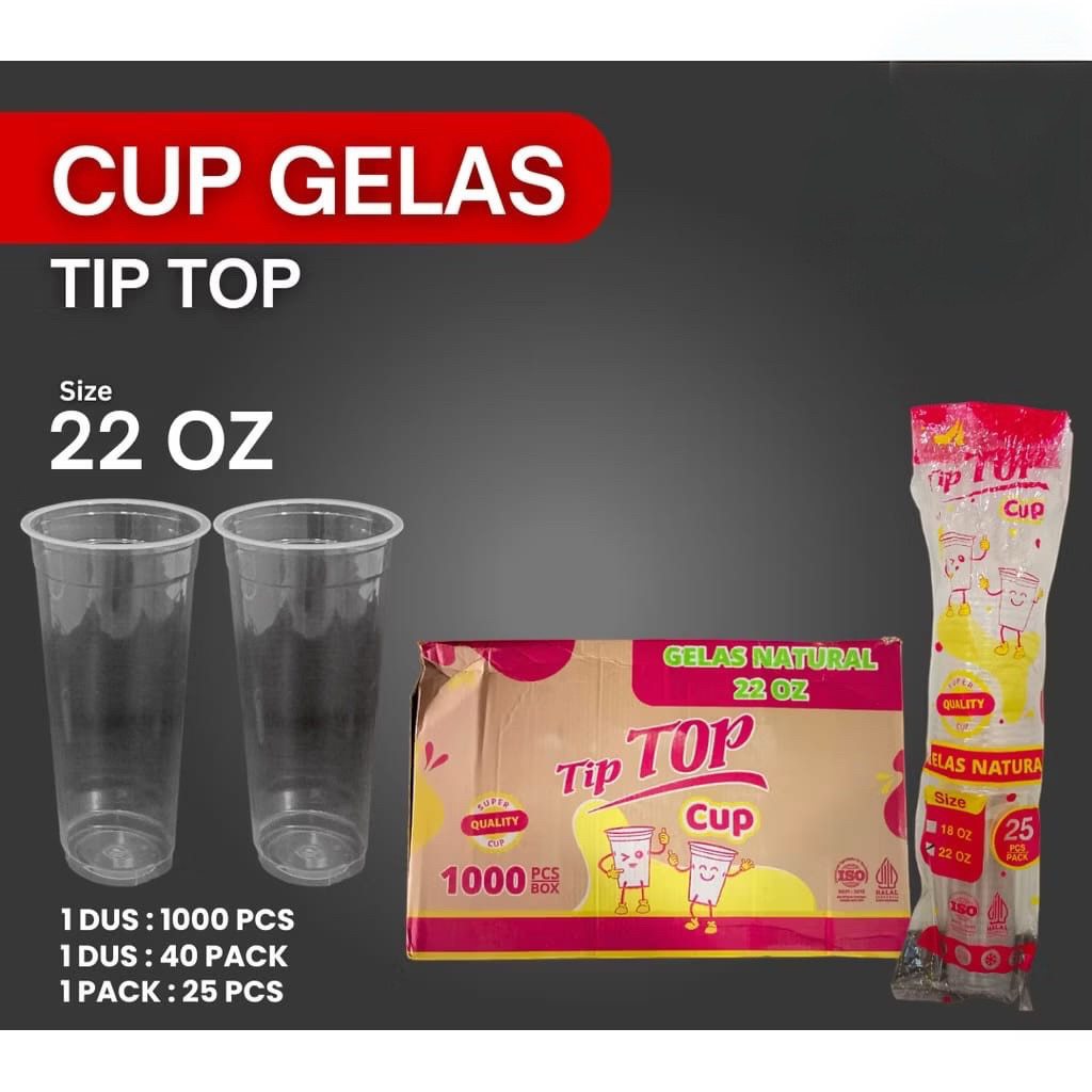 Cup 22oz slim 18oz slim 22 oz slim 18 oz slim tiptop 25pcs Cup es teh jumbo
