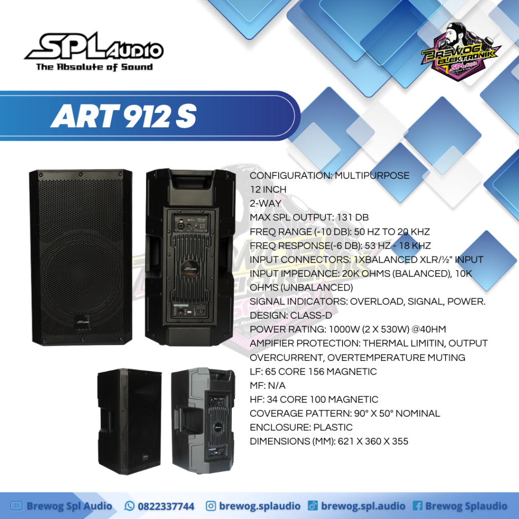 SPEAKER AKTIF 12 INCH SPL ART912S SATUAN ORIGINAL BREWOG SPL AUDIO