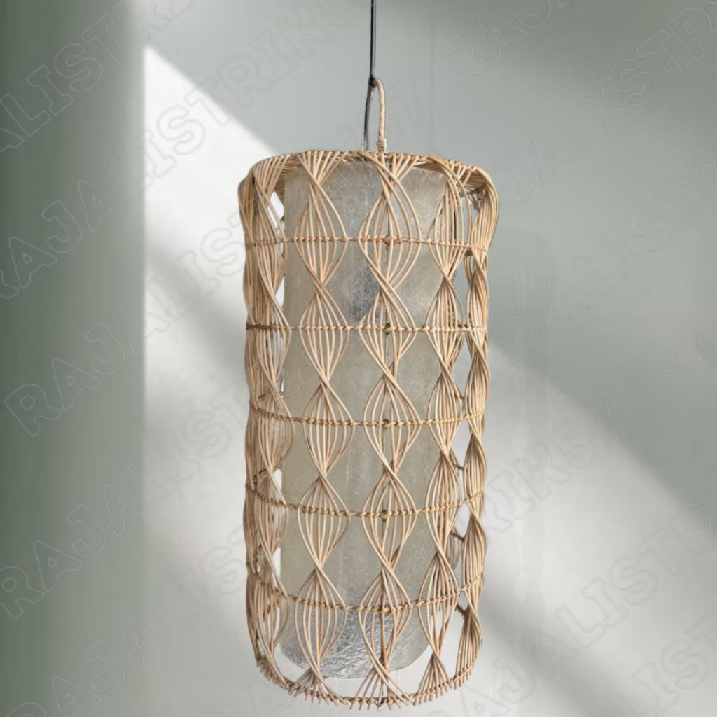 lampu Hias gantung Anyaman Rotan Bambu Silang 8