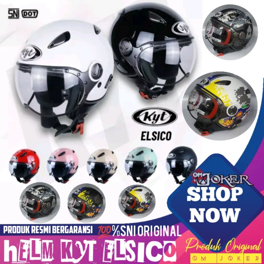Helm KYT ELSICO motif dobel visor SNI DOT original