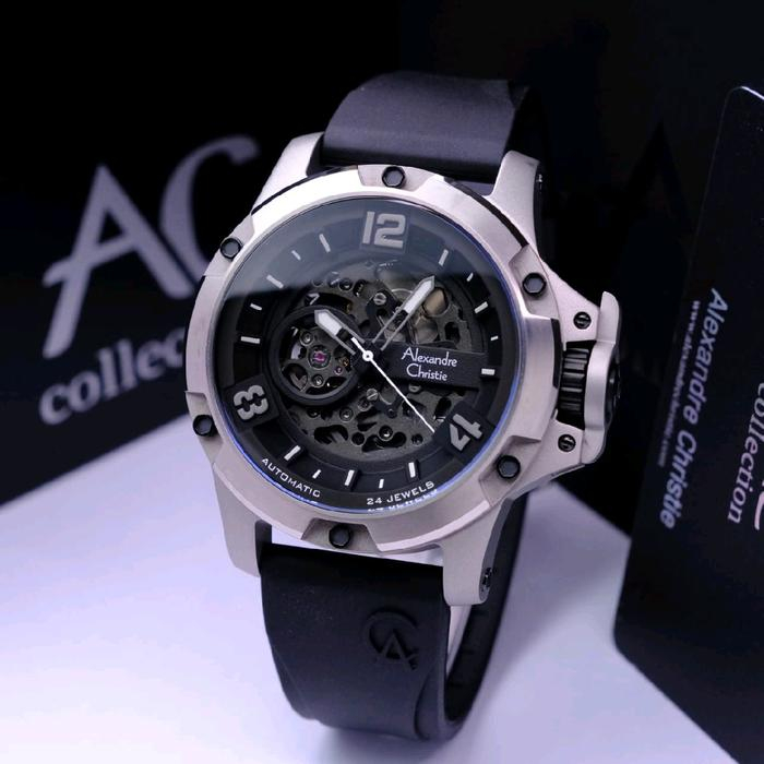 Jam Tangan Pria Alexandre Christie AC6295 / AC 6295 Original – Limited Titanium Automatic Rubber Gar