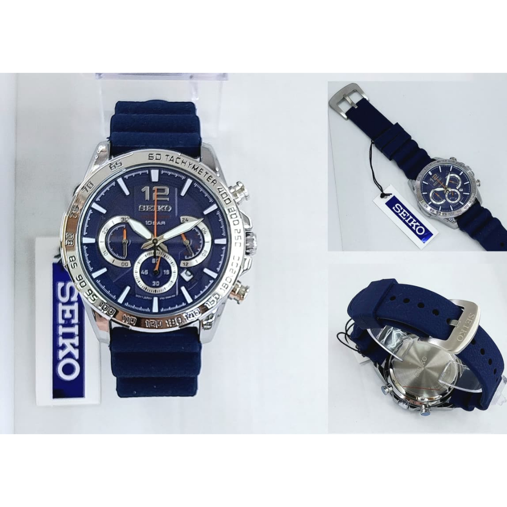 COD, Jam Tangan SEIKO Chronograph Tanggal Aktif / Jam Tangan Seiko Anti Air Strap Tali Rubber / Seik