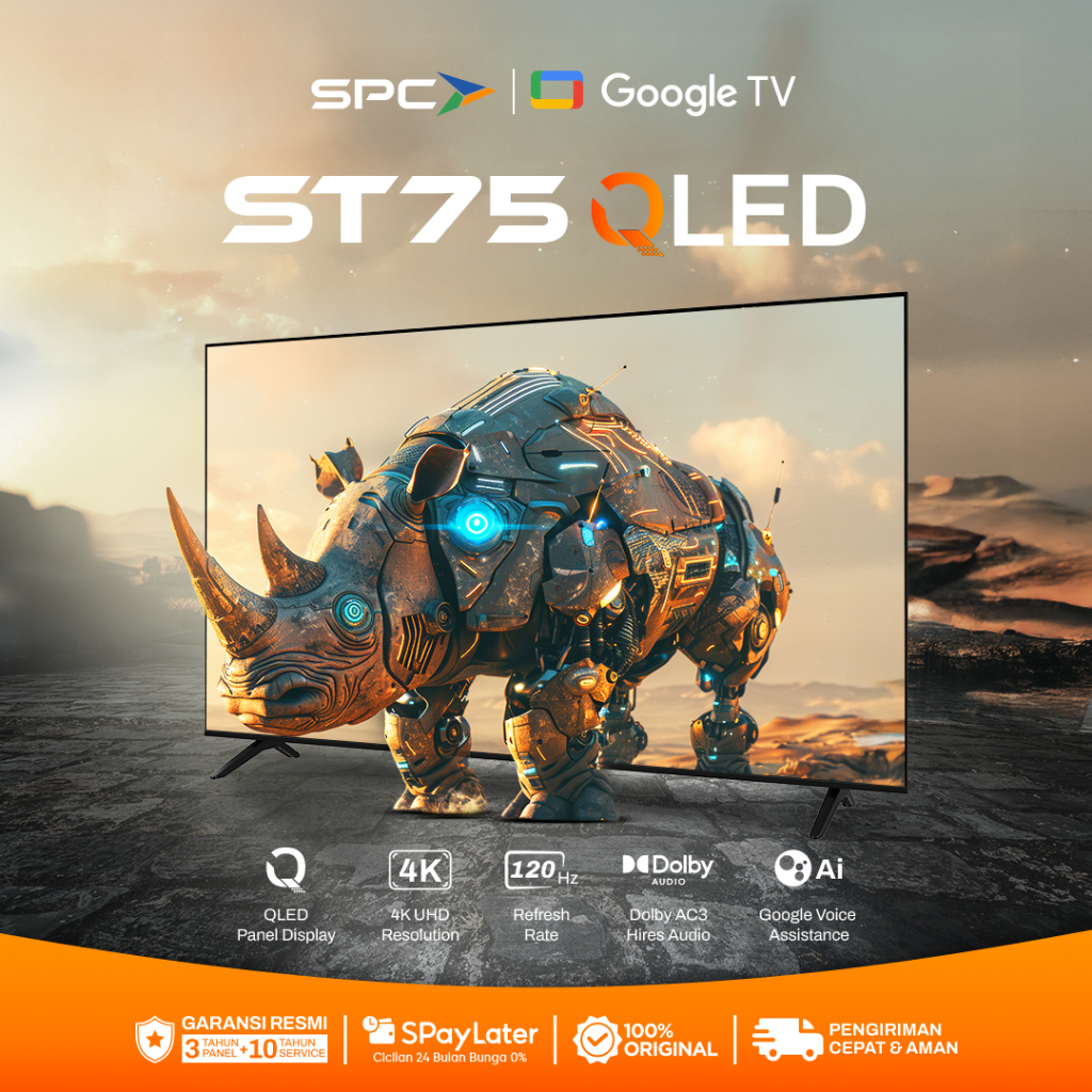 SPC Google TV 75 inch - ST75 QLED Google TV 4K UHD | Dolby Audio | Google Assistant | Digital TV | F