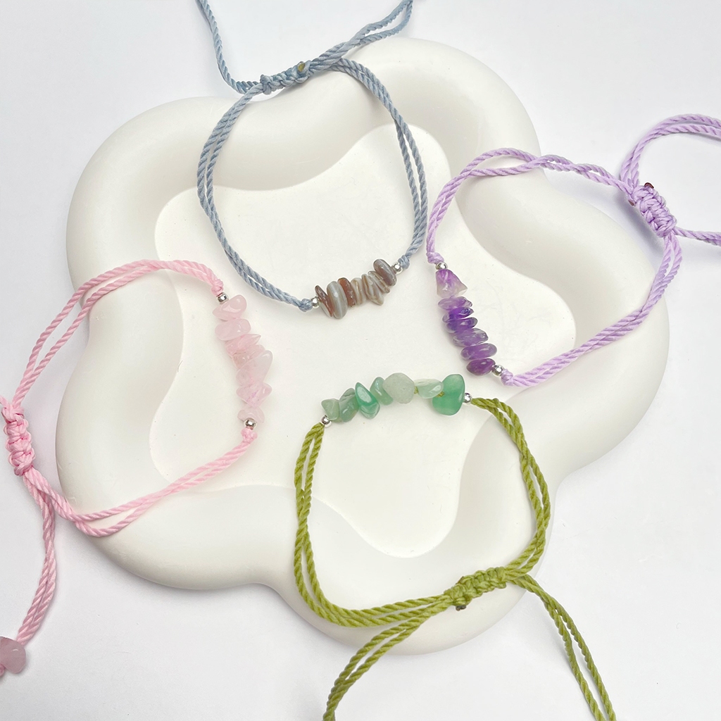 Bracelet / Gelang Tali Serut Batu Kerikil Gelang Tali Etnik Batu Alam - Gelang tali simple pria wani