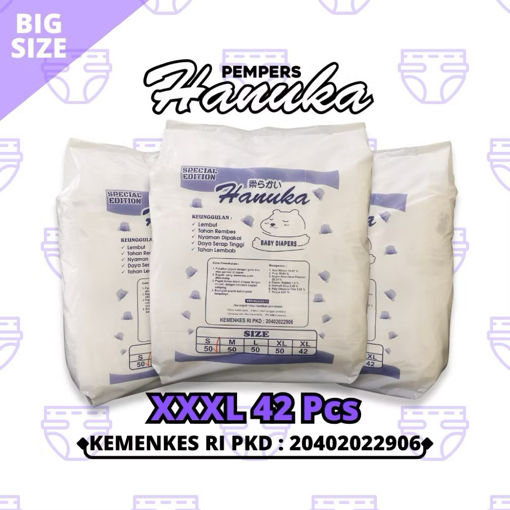 [UKURAN XXXL] BABY DIAPERS/PEMPERS HANUKA TIPE PANTS  ISI 42PCS