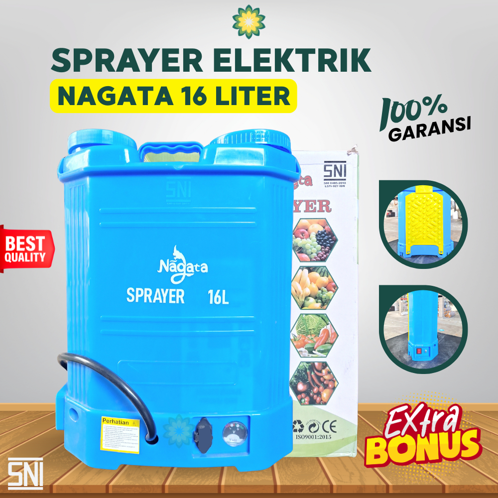 Nagata Sprayer Gendong Elektrik Kapasitas 16 Liter Alat Semprot Kebun