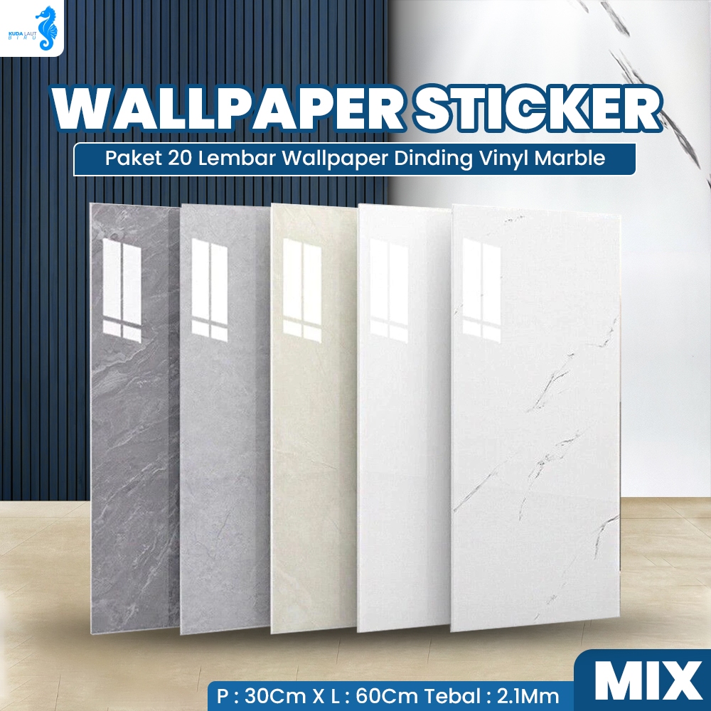 20 LEMBAR Wallpaper Dinding Vinyl Marble 30 x 60cm Stiker Vinyl Marble Granit Stiker Dinding Dapur