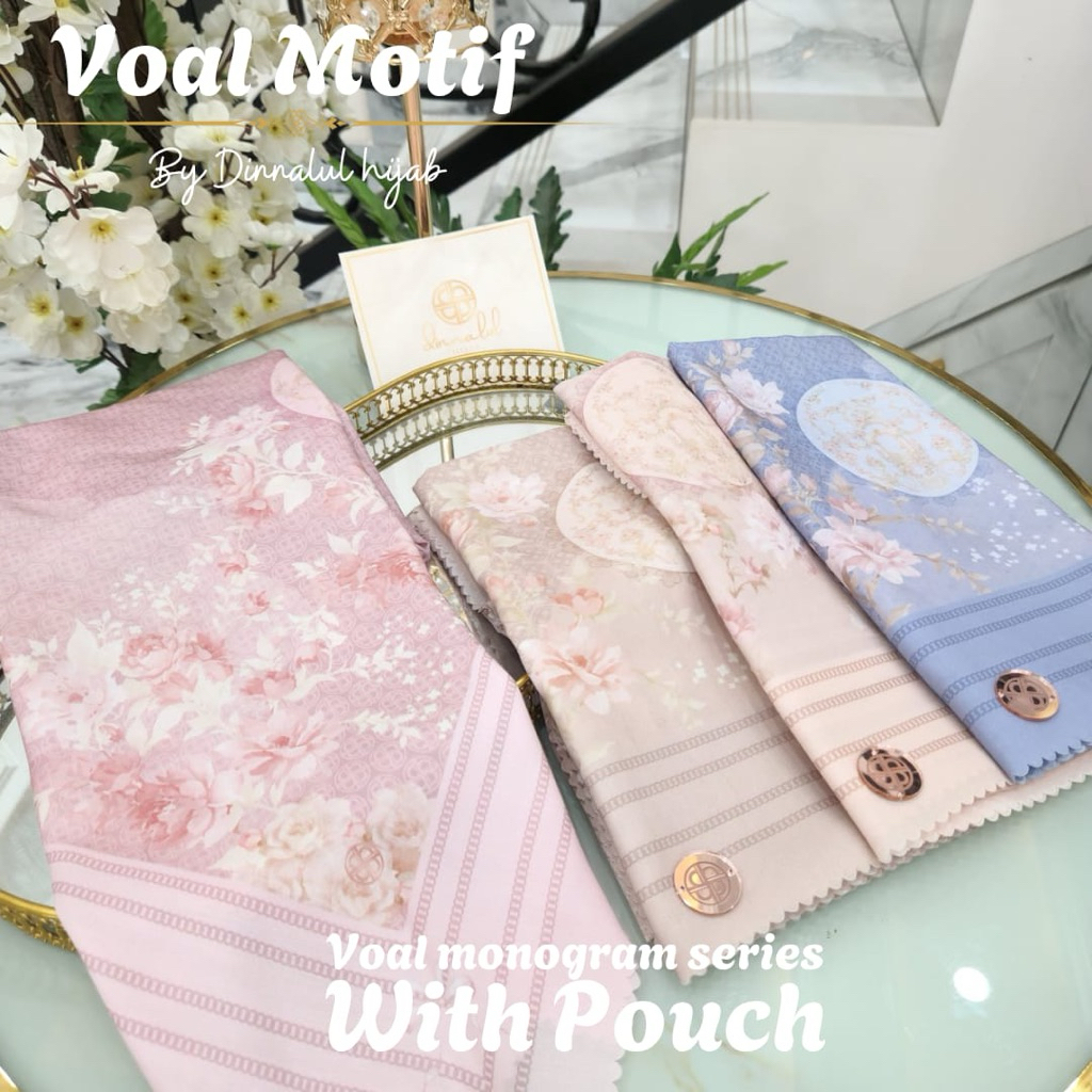 Hijab Segiempat Voal Motif By Dinnalulhijab WITH POUCH