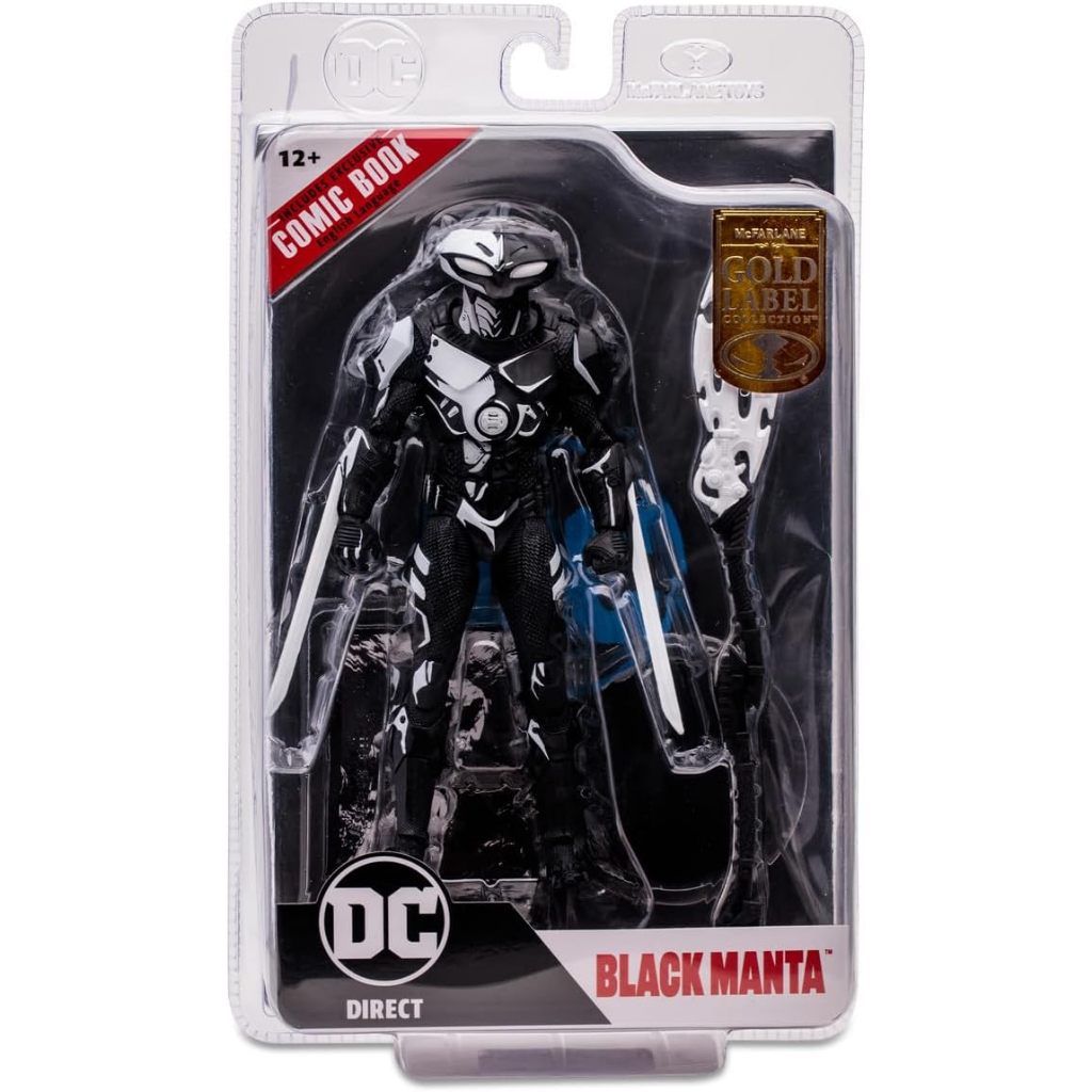 McFarlane Toys Black Manta Line Art (Page Punchers) Gold Label 17,8 cm Figur mit Aquaman Comic