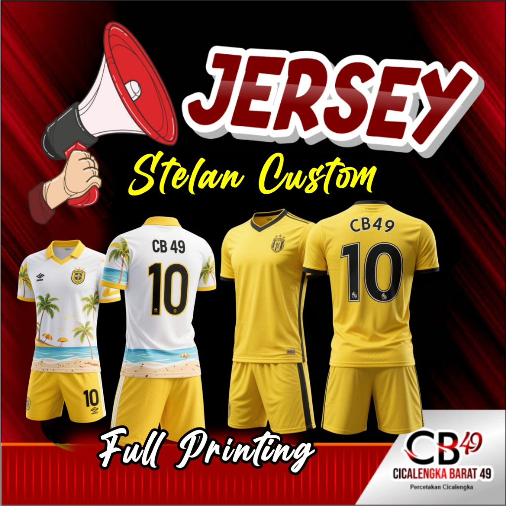 Setelan Jersey Kaos Olahraga Sepak Bola Futsal Voli Custom Nama Tim