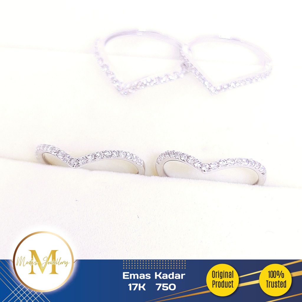 MODIS JEWELLERY - Cincin Aurel Putih - Emas 17k  750