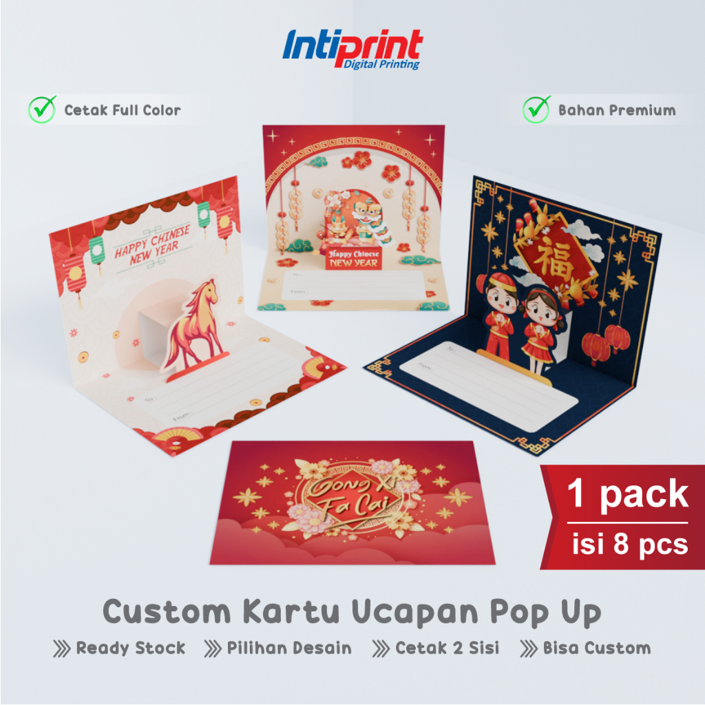 Kartu Ucapan Imlek POP UP 3D - Custom Greeting Card Imlek, Kartu Lucu Custom