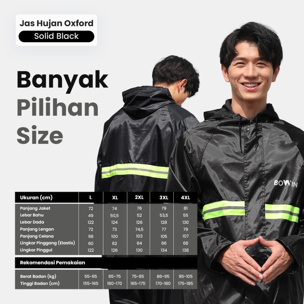 Bowin Jas Hujan Oxford (Anti Bakteri / Anti Rembes / Bahan Tebal)