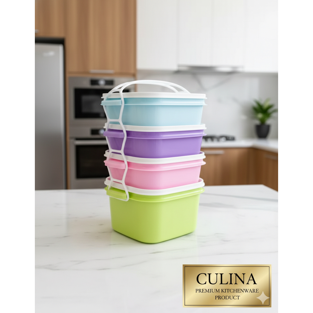 [ CULINA PREMIUM KITCHENWARE ] Kotak Bekal Bontot Katering Susun 4 Rantang Plastik
