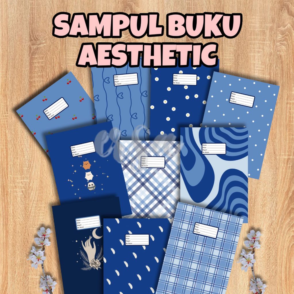 5 LEMBAR SAMPUL BUKU TULIS  AESTHETIC BIRU RANDOM UKURAN BUKU SIDU DAN BIGBOSS