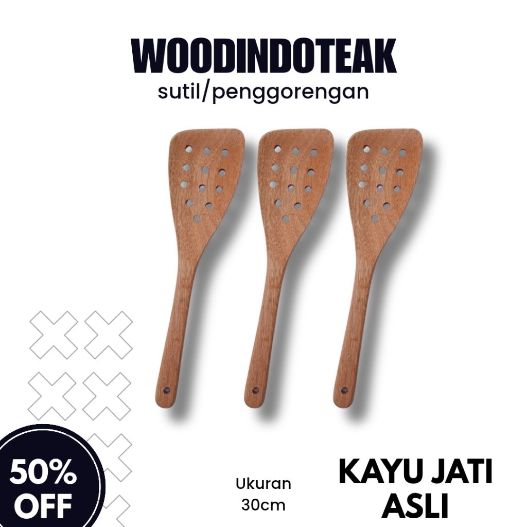 Spatula Kayu Jati Asli - Sutil Kayu - Penggorengan Kayu - Finishing Food Grade