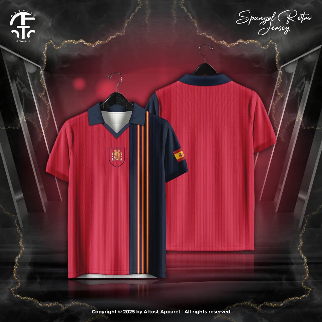 Jersey Baju Retro / Vintage Spain Red Line Terbaru Bahan premium