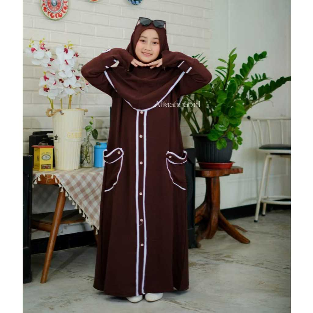 Safea Abaya Set Gamis Anak 3-14 Tahun Crinkle
