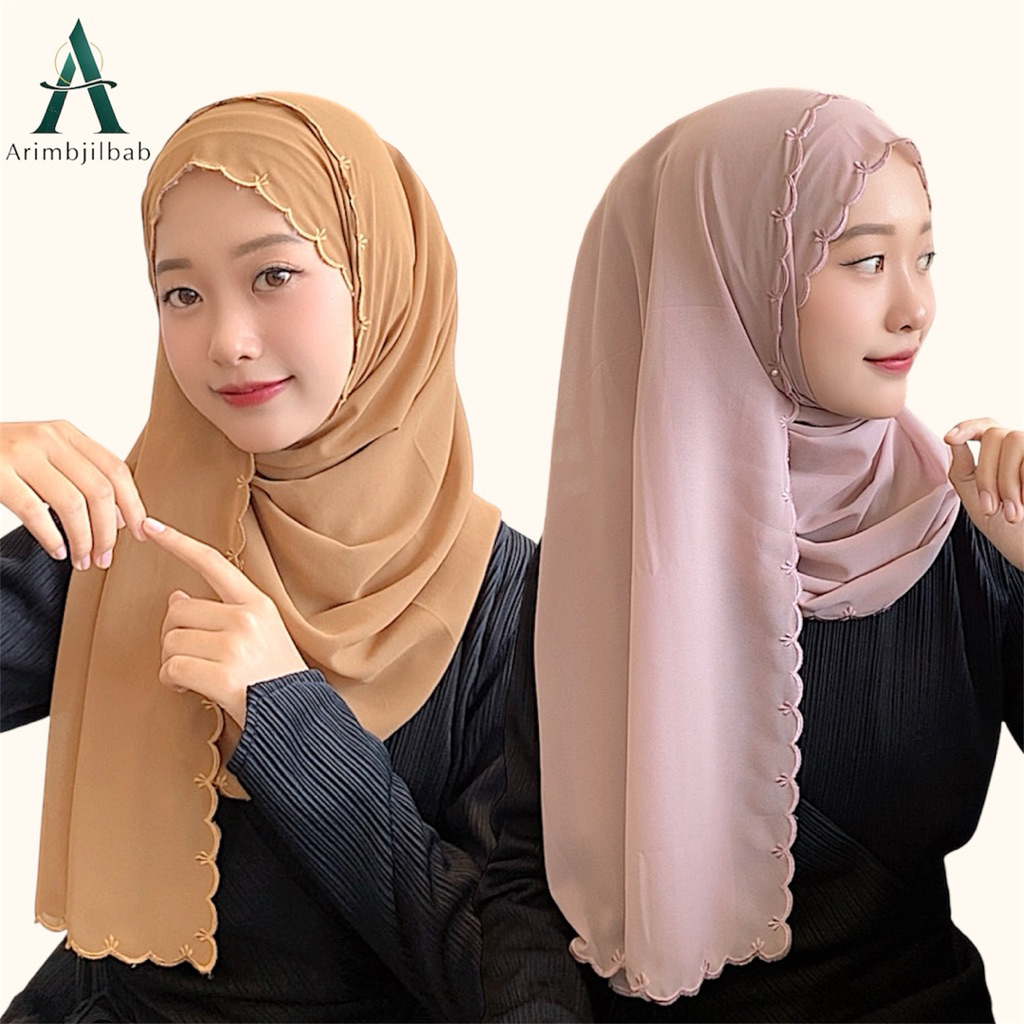 Pashmina Embroidery Ceruty • Pashmina bordir Melayu• Shawl Malaysia