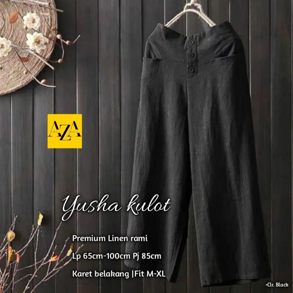 YUSHA CELANA PALAZO KATUN LINEN RAMI // CELANA KULOT ELEGAN TERLARIS