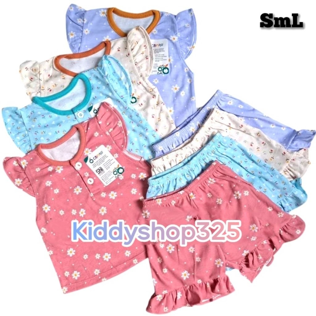 CAINITO (3 PCS) setelan bayi lengan pendek rempel kancing dada CAINITO full print uk 0-2 tahun