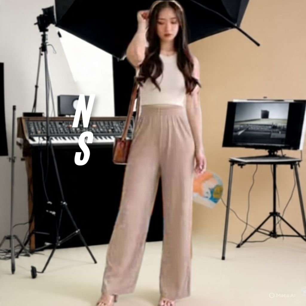 celana kulot rib premium Korean style/ celana kulot rib panjang Korean style/ celana kulot rib kekin