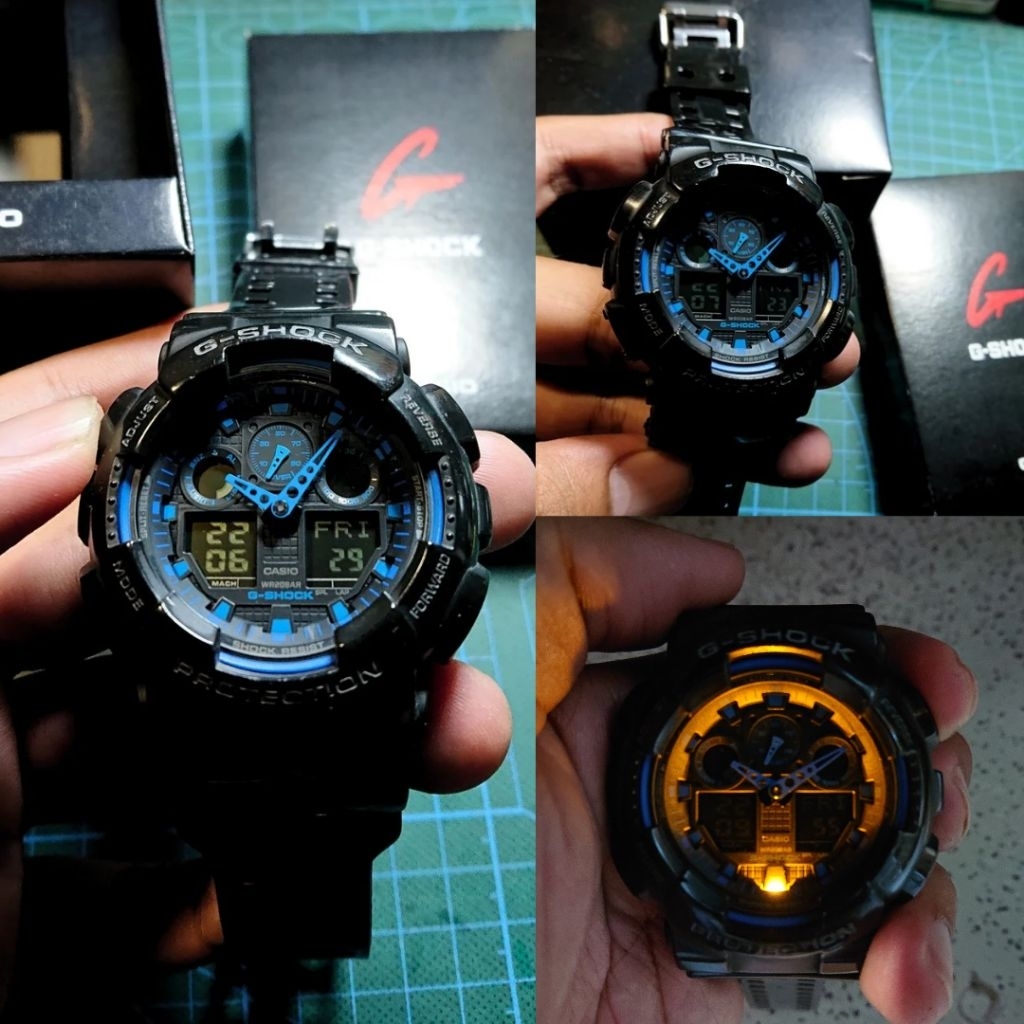 jam tangan casio g shock Ga 100 biru original second koleksi no protrek dw