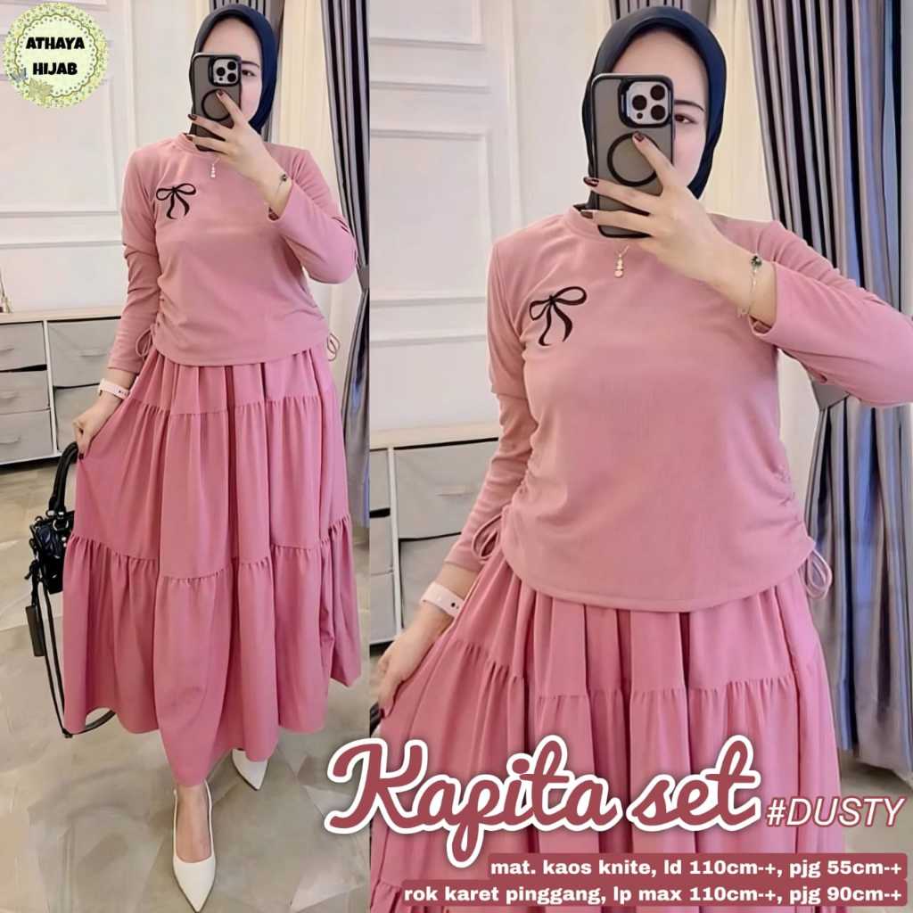 Kafita Set Original Athaya Hijab Kafita Athaya Kaos Knit Setelan Rok Kafita Athaya