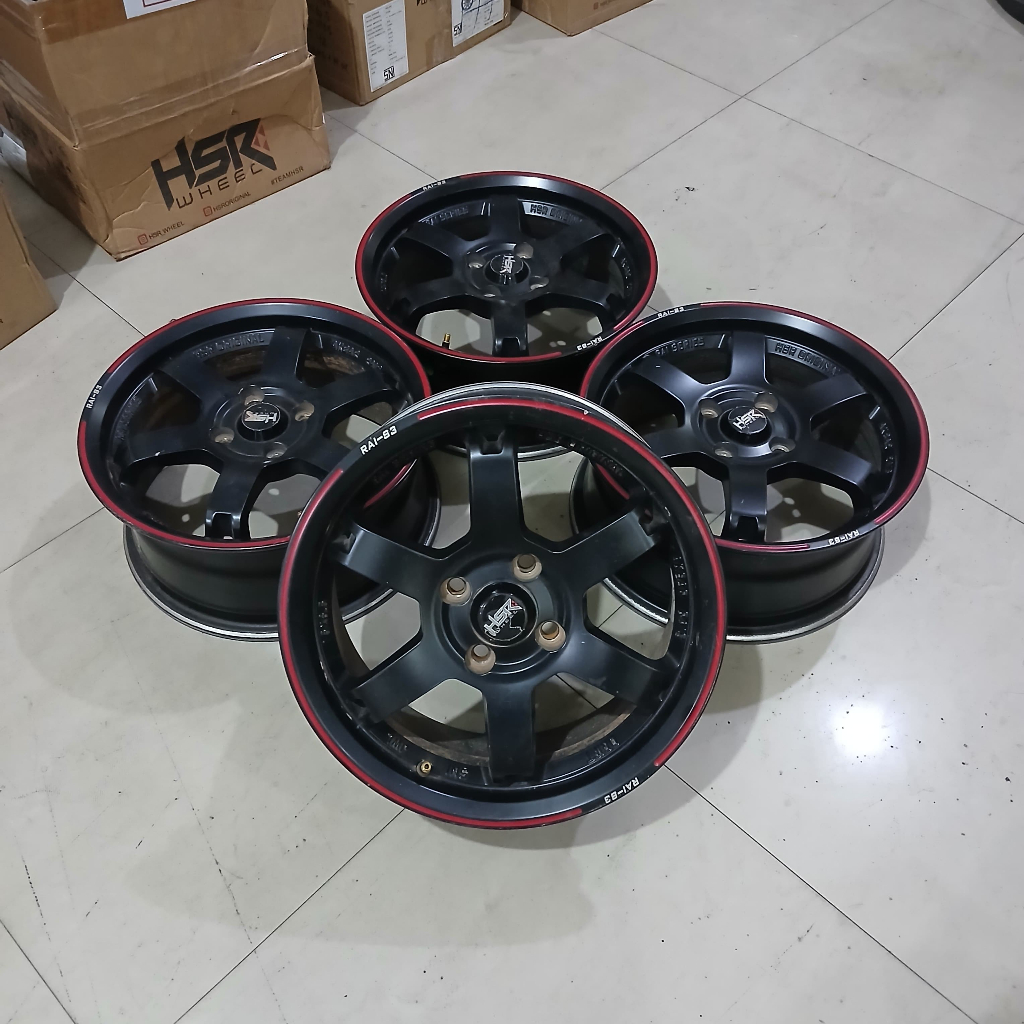 velg/pelek mobil second hsr ring15 baut4x100 cocok untuk brio,agya,calya,dll