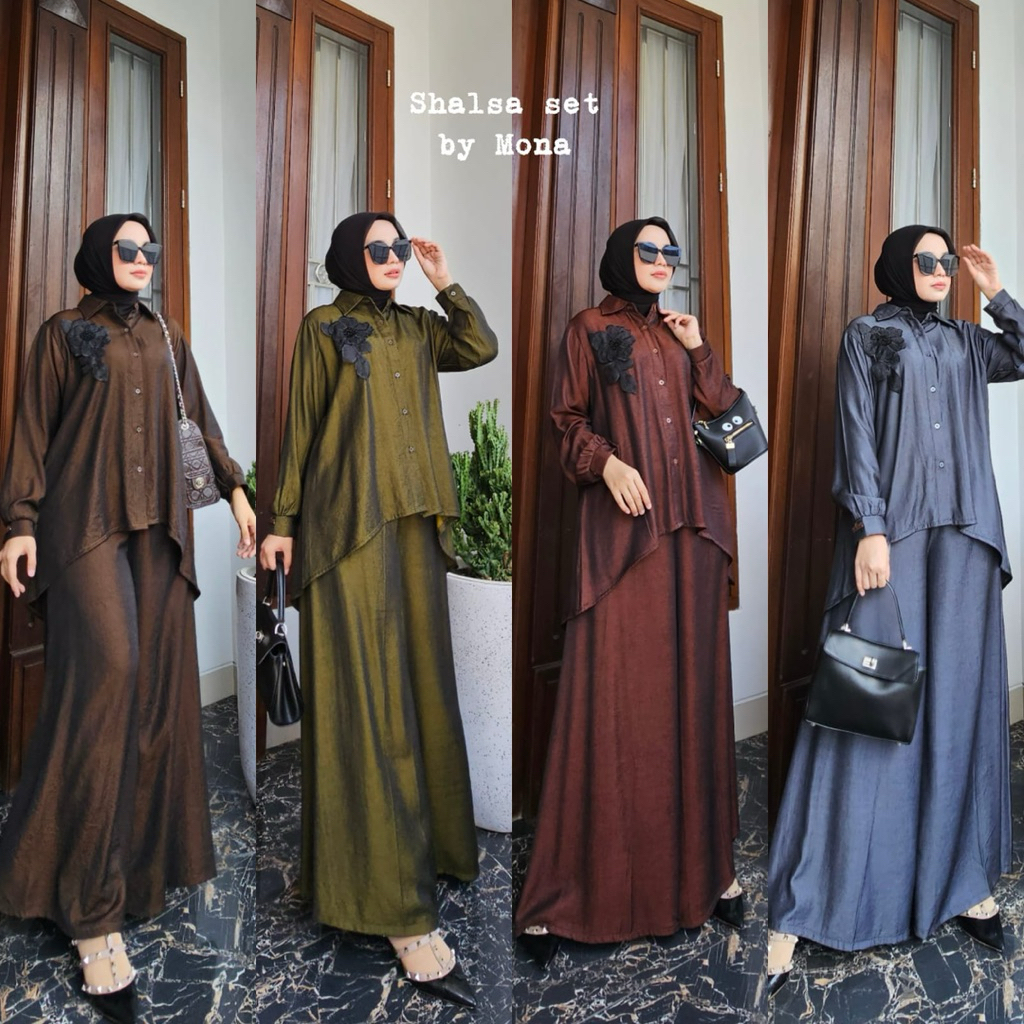 Shalsa Set  by Mona Syari ME Premium Original Setelan Atasan Kulot Blouse Celana REALPIC