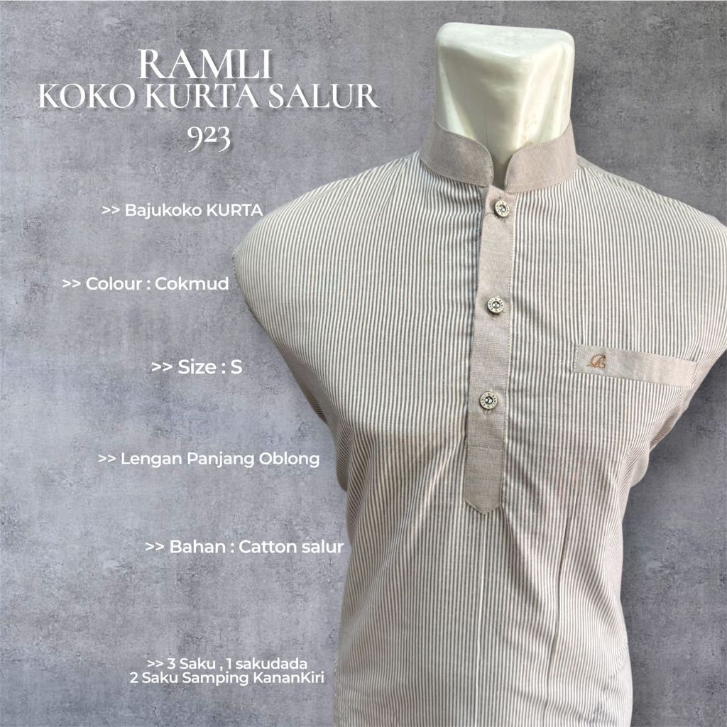 Obral Ramli Baju Koko Kurta Motif Strip Salur