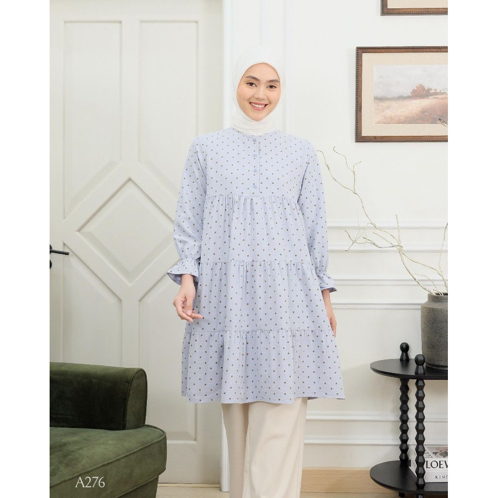 TUNIK POLKADOT TWILL BURSH PREMIUM | TUNIK WANITA PREMIUM | TUNIK BUSUI FRIENDLY