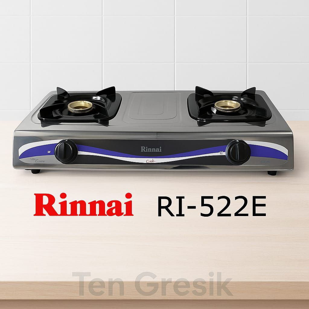 Kompor Gas Rinnai 2 Tungku Stainless Steel Ri-522E / Rinnai 522 E / Rinnai Ri 522E / Rinnai 2 Tungku