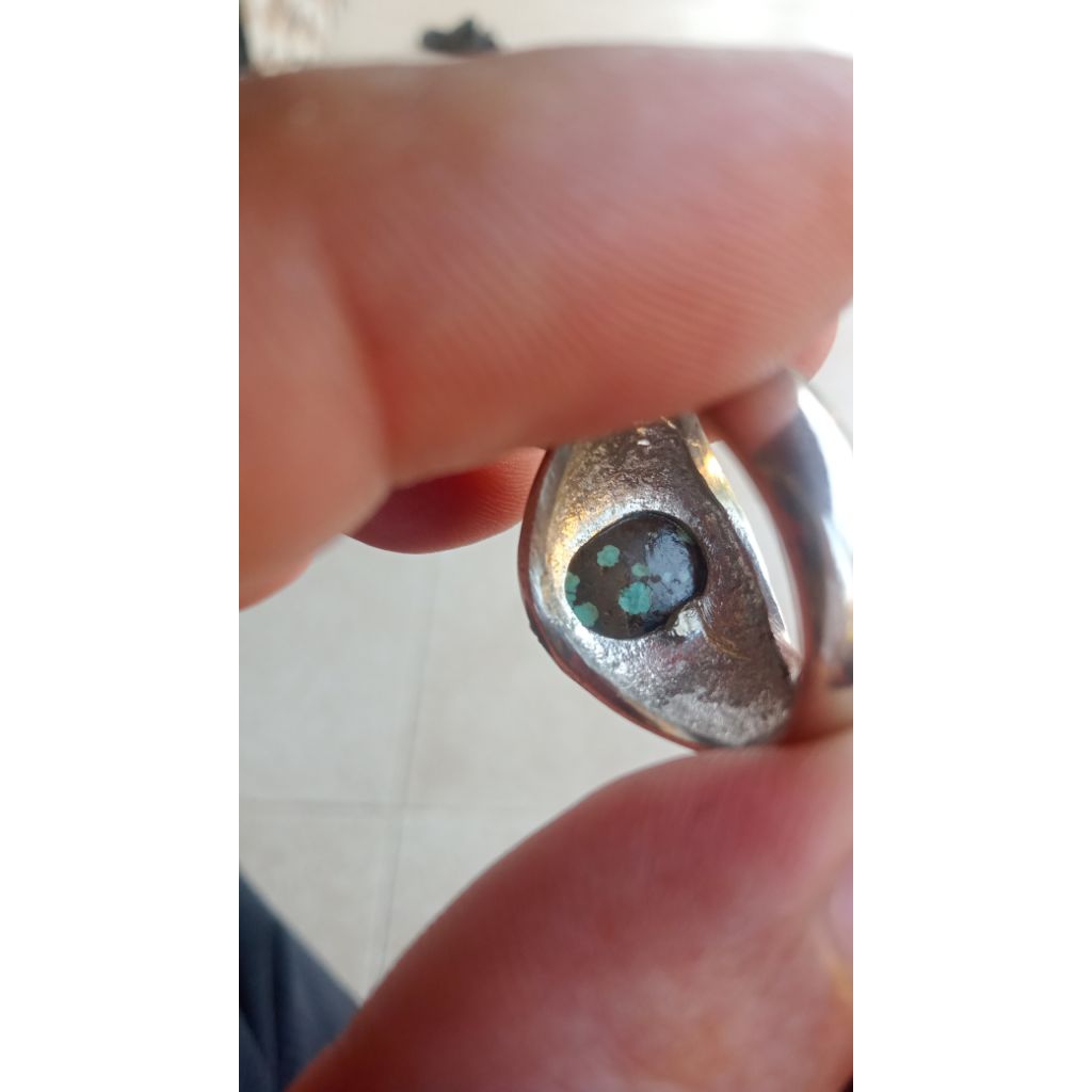 batu akik pirus Persia serat badar perak.