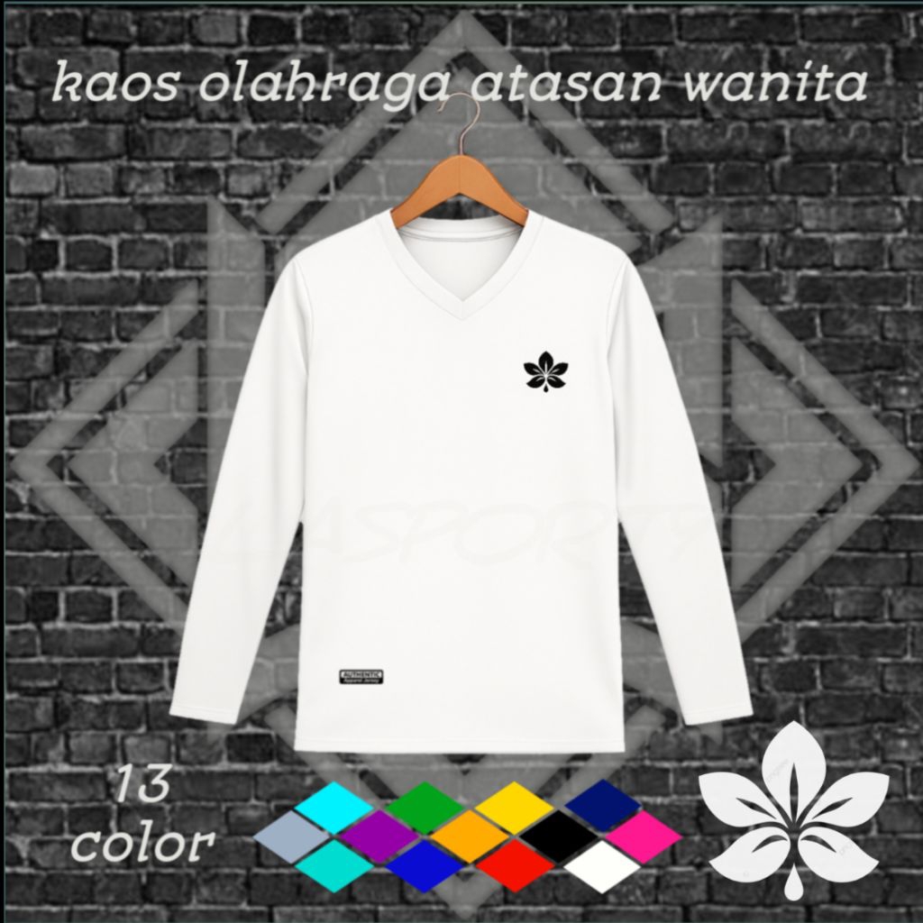 kaos olahraga atasan wanita lengan panjang senam jumba dryfit milano banyak pilihan warna