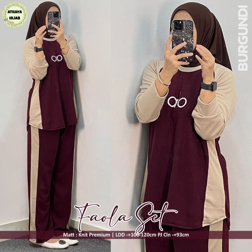Faola Set Original Athaya Hijab Faola Athaya Knit Premium Setelan Sporty Faola Athaya