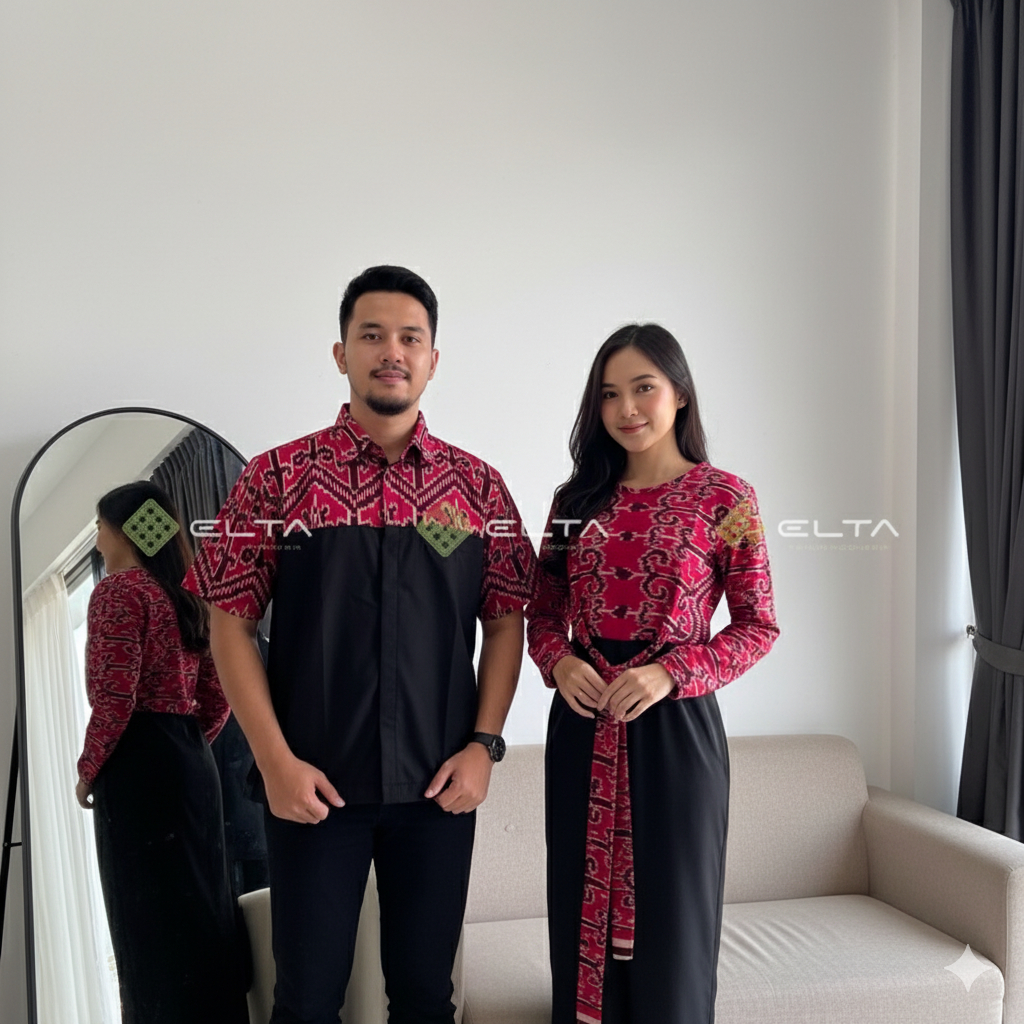 ELTA TENUN couple baju adat tenun motif dayak kalimantan sarawak