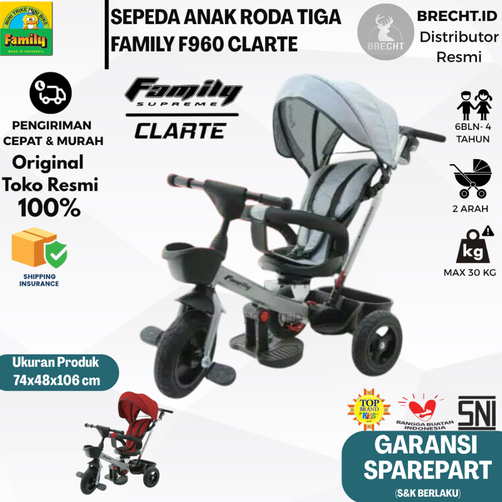 Sepeda Anak Roda Tiga Merk Family Supreme Clarte F-960