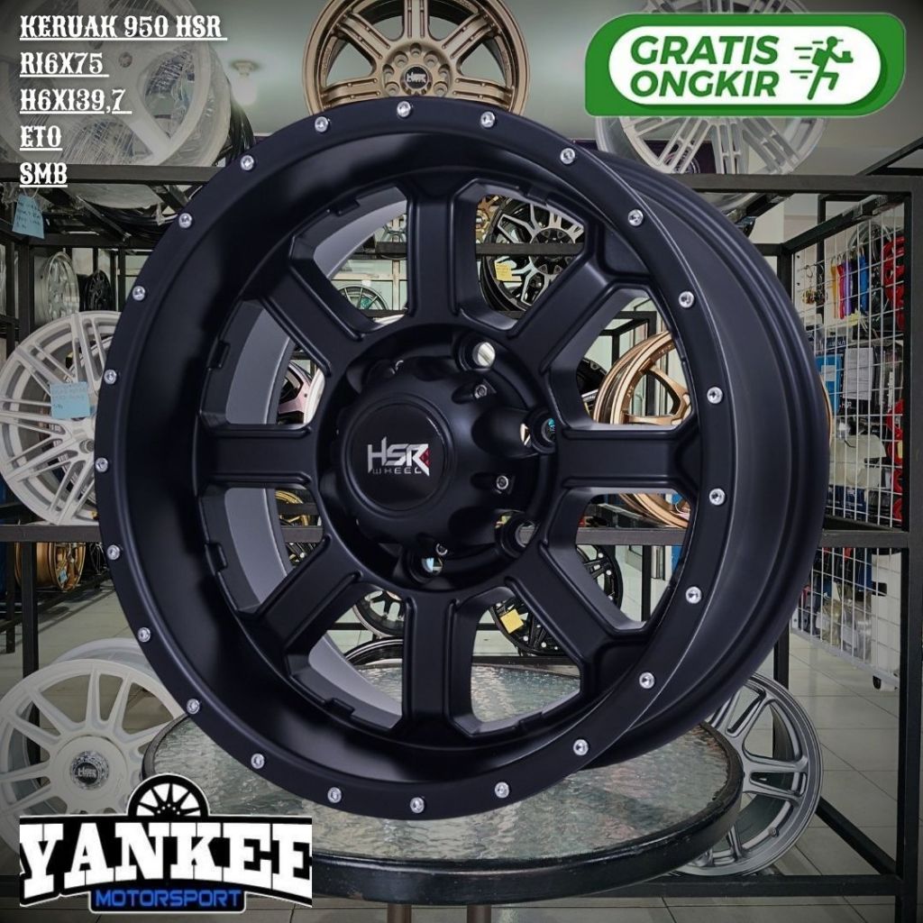 Velg Mobil Ring 15 Lebar 7,5 Lobang 6 HSR KERUAK 950 R15 Untuk HILUX DC,PANTHER TOURING,BLAZER