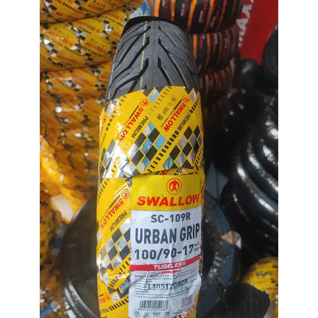 SNI BAN SWALLOW TUBELESS 80/100-17 , 100/90-17 URBAN GRIP Ban Motor CB150, VERZA, MEGAPRO DEPAN / BE