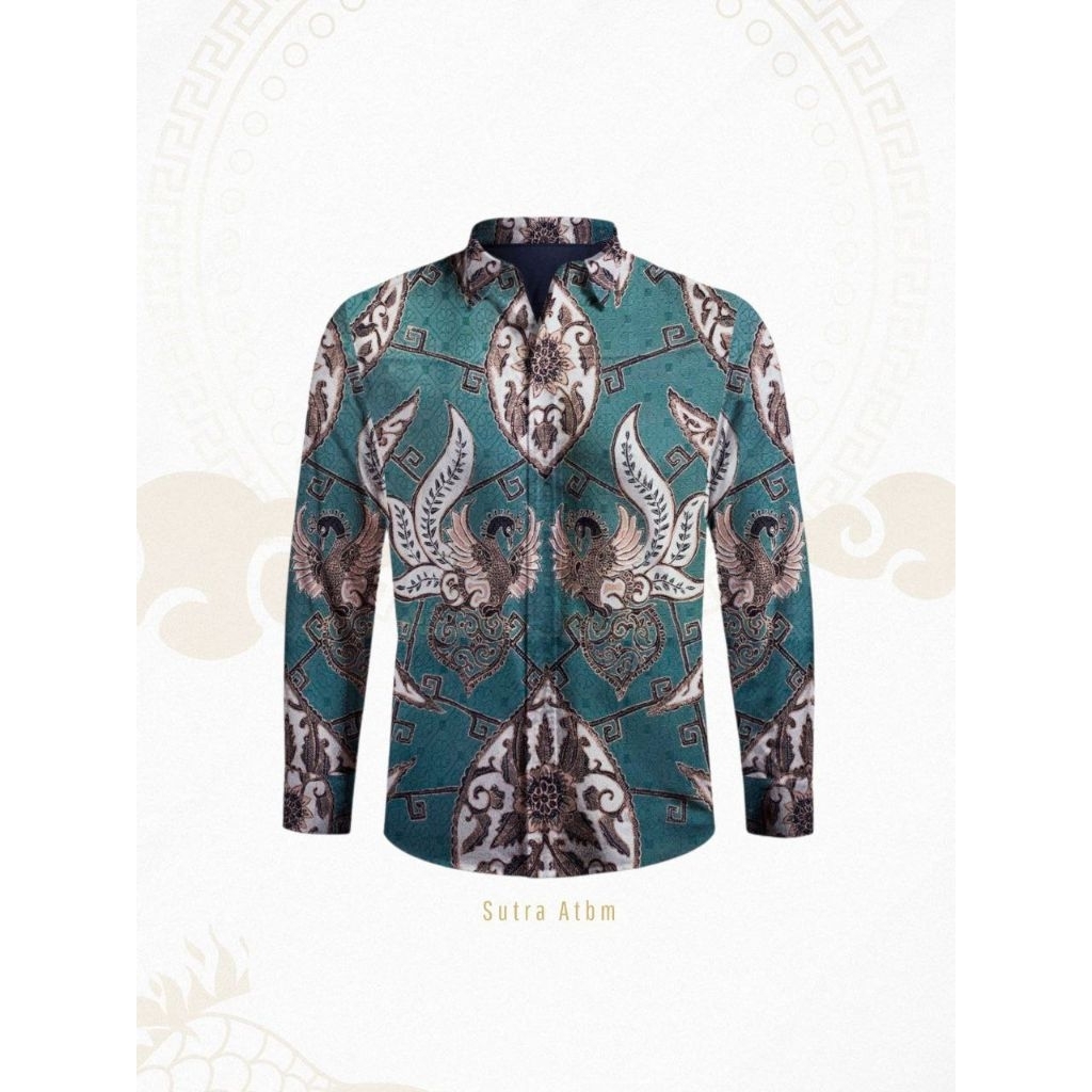 Kain Kemeja Batik Tulis Sutra ATBM Pria Hijau Elegan
