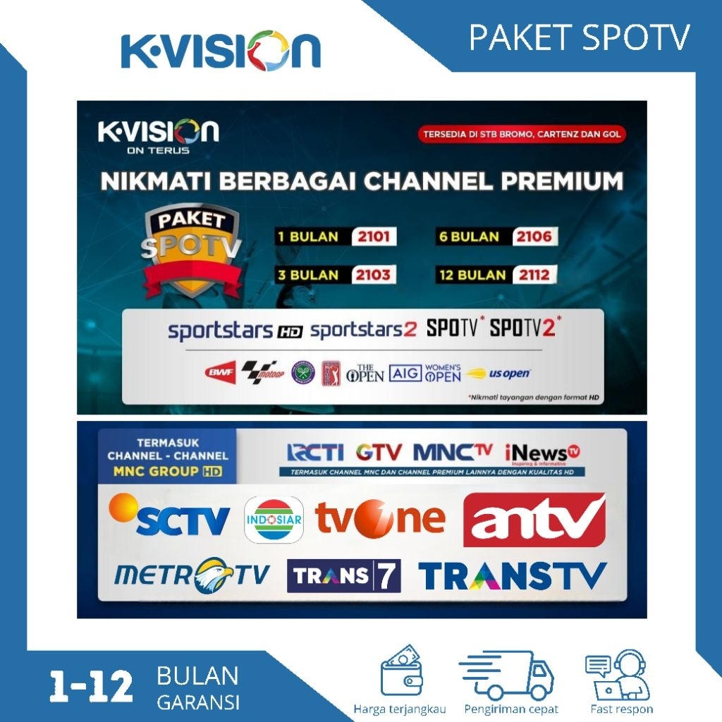 Paket K-VISION SPOTV 2101 (MotoGP/Badminton/lainnya) Proses cepat