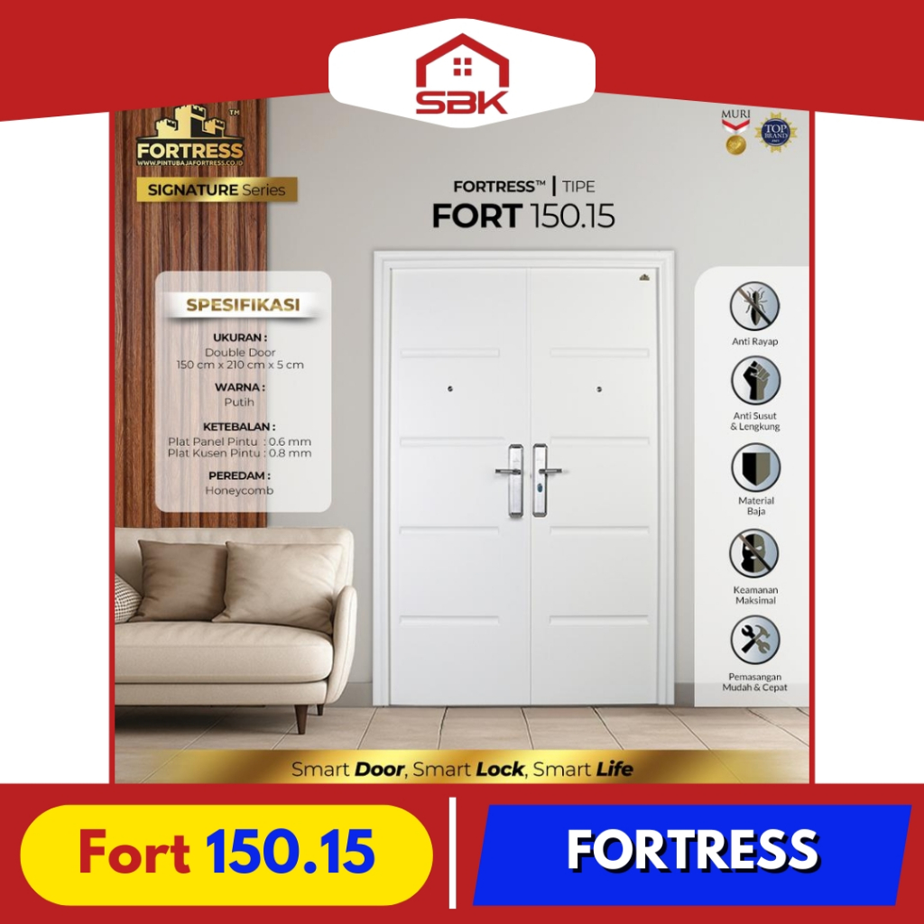 Pintu Baja Signature Series | Pintu Utama Double Door| Pintu Baja Fortress 150x210