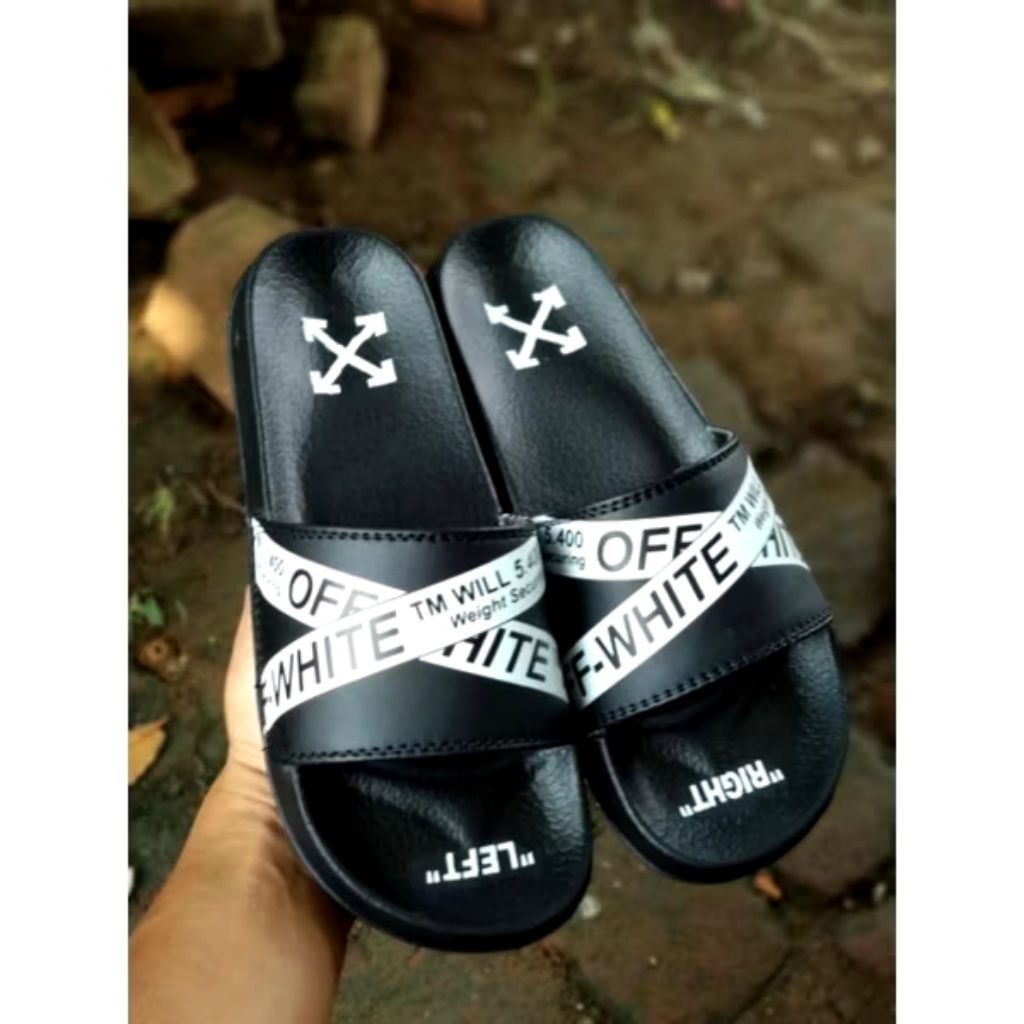 Sandal off-white slop, Sandal import murah, Sandal pria slip-on, sandal off-white slide