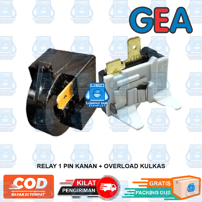 RELAY 1 PIN KANAN + OVERLOAD KULKAS GEA 1 PINTU / SHOWCASE