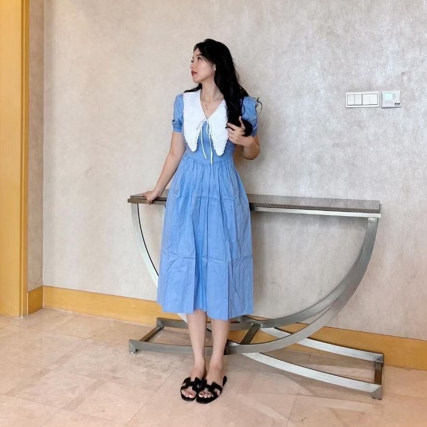 Able Couture - Denyia Dress Korean Midi Selutut Sopan Casual Slim Fit Body 9546