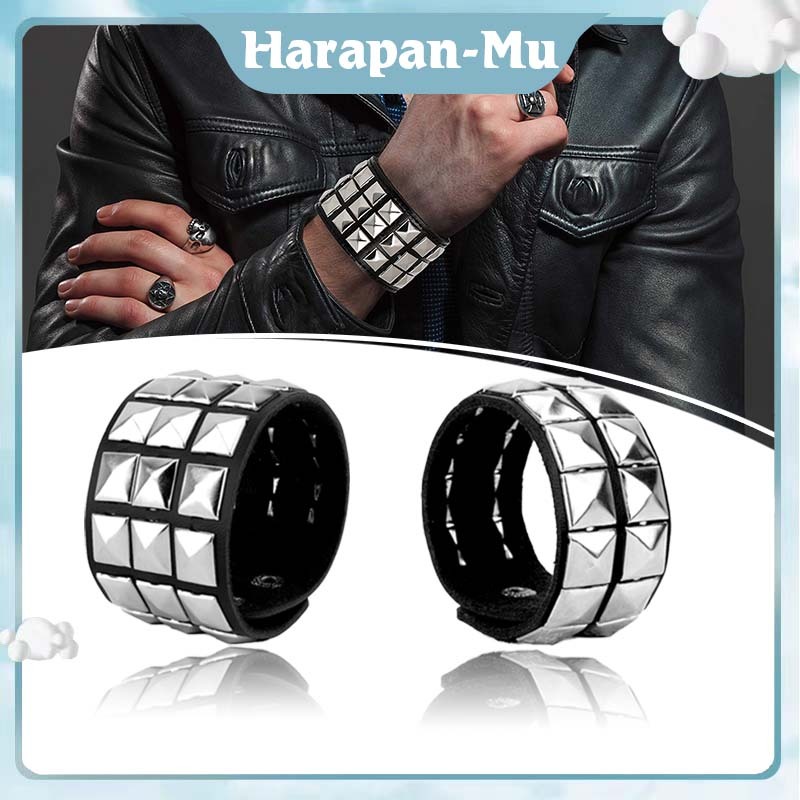 Dua/Tiga Lantai Gelang Pop Punk Baja Titanium / Gelang Punk Rock / Gelang Punk Pria