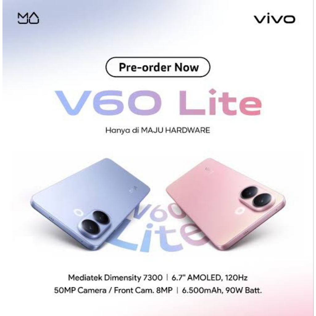 [NEW] VIVO V60 Lite 4G | RAM 8GB/256GB - SMARTPHONE 50MP KAMERA ULTRA OIS, AMOLED, 5000MAH GRS RESMI