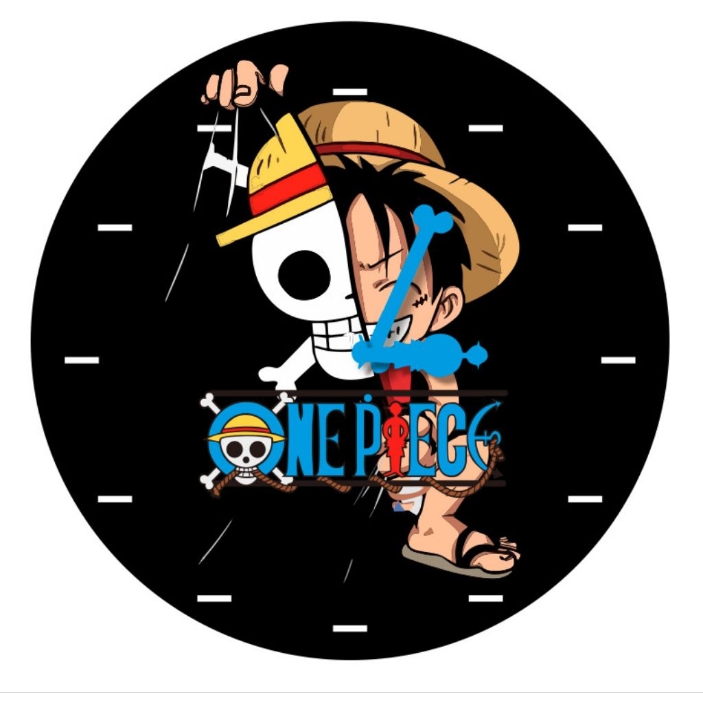 Jam Dinding Custom Display Lego motif One Piece Luffy